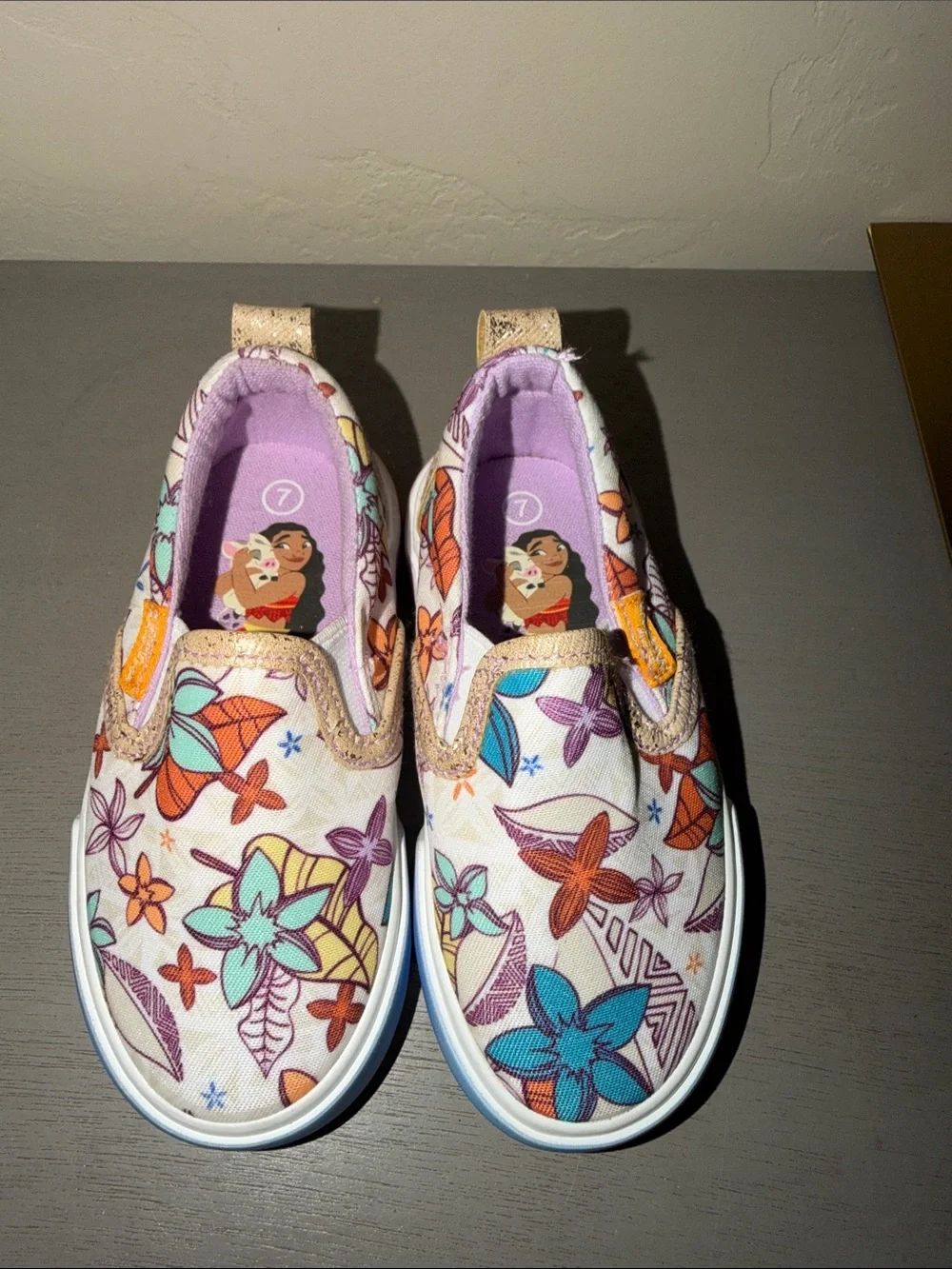 Kids Slip-On Floral Canvas Shoes - Purple & Multicolor